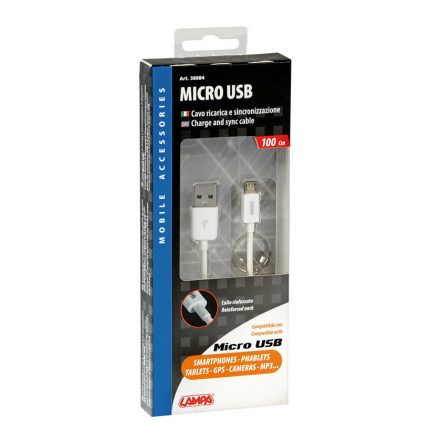 Lampa, Adat és Töltőkábel, Usb - micro Usb, 1M