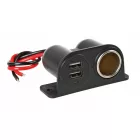 Lampa, Extra-Power, Szivargyújtó Aljzat 2-es, Dupla Usb Port, Led kijelző, 12/24V