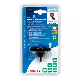   Lampa, Ext-6, Din Szivargyújtó aljzat, Süllyesztett, 12/24V