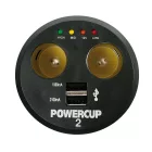 Lampa, Power Cup 2, Szivargyújtó Elosztó 2-es, 2 USB-vel és akkumulátortesztelővel, 12V