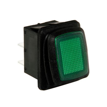 Lampa, Kapcsoló ledes, Zöld, 12-24V 10A, Vízálló
