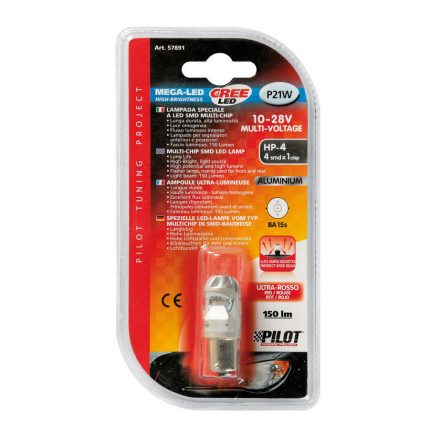 Lampa, BA15S Led Piros, 10-28V 21W