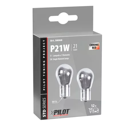 IZZÓ LAMPA 12V 21W KRÓM/PIROS PÁR