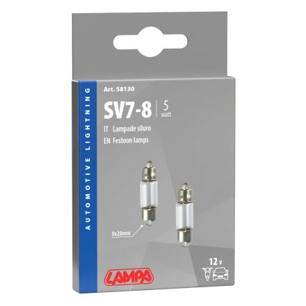 IZZÓ LAMPA 12 V 5W SV7 SOFFITA 8X28MM