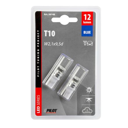 IZZÓ LAMPA 12 V T10 2DB KÉK HY