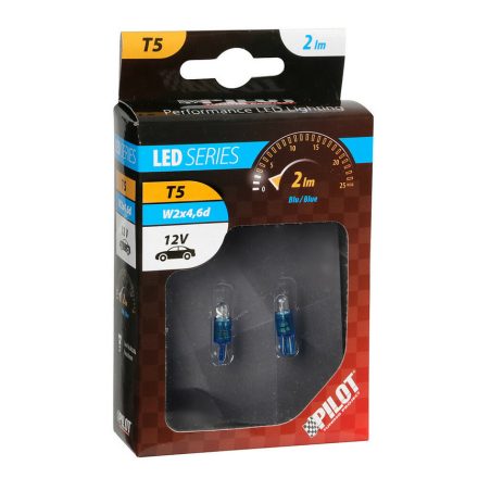 Lampa Led izzó pár 12V-os mini (T5) - W2x4,6d - 2 db - Kék