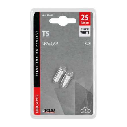Lampa 12V Hyper-Led 2 - 1 SMD x 2 chip - (T5) - W2x4,6d - 2 db - Fehér