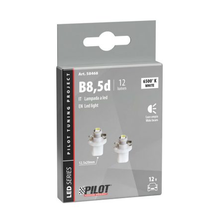 Lampa, B8,5D Led, Fehér színű