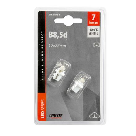Lampa, 12V-os B8,5d műanyag foglalatos műszerfal égő - 2 darabos-Fehér