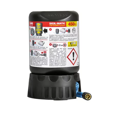 Lampa Sigil-Matic, defekt javító folyadék tömlő nélküli gumiabroncsokhoz, 450 ml