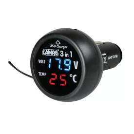   Lampa Akkuteszter 12/24, Smart Hőmérővel, USB Töltő 2,1A
