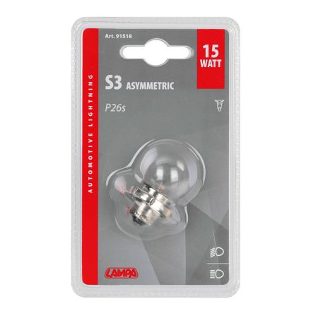 Lampa S3 Asszimetrikus Motorkerékpáros Izzó - 12V - 15W - P26s