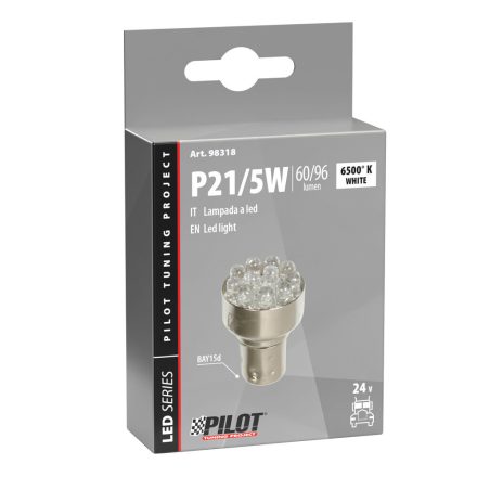 Lampa, 24V BAY15D (P21/5W) 12 LED DIÓDA, FEHÉR SZÍNŰ