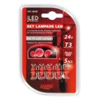 Lampa, 24V T3, 1 LED DIÓDA, PIROS SZÍNŰ, - SZETT
