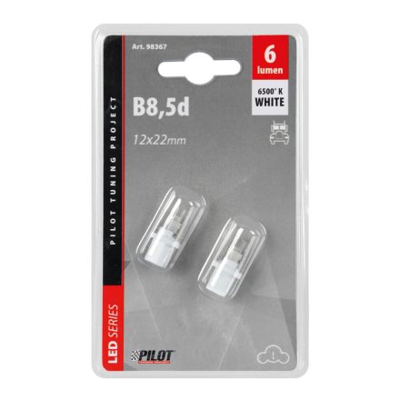 Lampa, 24V B8,5D 1 LED DIÓDA, FEHÉR SZÍNŰ - PÁRBAN