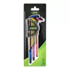 JBM 9 darabos, színesre festett, extra hosszú, imbuszkulcskészlet