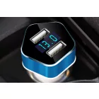 Amio Szivargyújtós Töltő 2 USB-vel és Feszültségmérővel 12/24V 2.4A