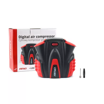 Amio Autós kompresszor digitális nyomásmérővel és LED lámpával 12V - 10bar
