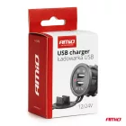 Amio Vízálló Dupla USB Aljzat MOD-03 12/24 1-2.1A