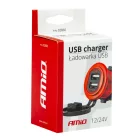 Amio Vízálló Gyorstöltő Alumínium Házban 2 USB 12/24V 3.1A