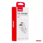 Amio 03877 Szivargyútóról Működő USB-s Töltő USB-A + USB-C 20W 12/24V