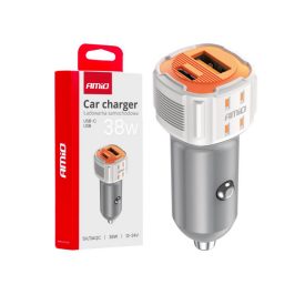Amio, Szivargyújtós Töltő, Usb+Usb C, 38W