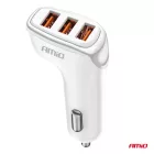 Amio Autós töltő 3x USB-A 3.1A 12/24V