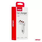 Amio Autós töltő 3x USB-A 3.1A 12/24V