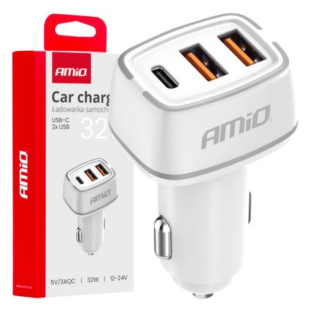 Amio, Szivargyújtó USB elosztó 3-as, 32W 12-24V