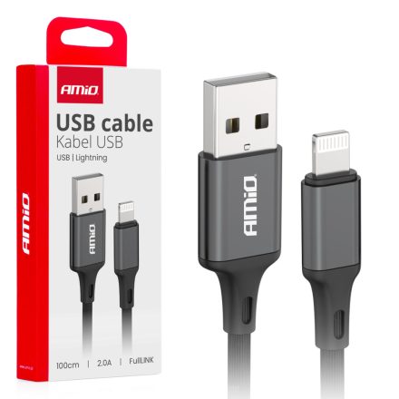ADATKÁBEL USB-LIGHTNING 1M 2A FEKETE