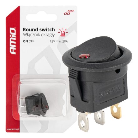 Amio, Kapcsoló Leddel Piros, 12V 20A