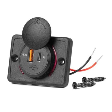 Amio, Usb és Usb-C Aljzat, Beépíthető, Vízálló, 12/24V