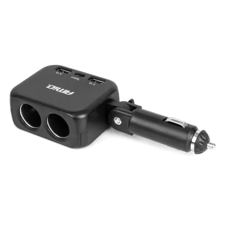 Amio Dupla elosztós töltő 2x USB A 1x USB C 12/24V 100W 180°