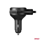 Amio, Szivargyújtó Töltő Usb-C - Lightning, Behuzható, 60W 12/24V