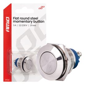 Amio Kapcsoló Nyomógomb 19mm 12-230V 5A