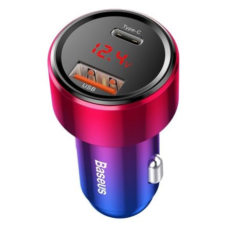 Baseus Szivargyújtós Töltő USB/USB C-vel És Voltmérővel