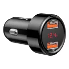 Baseus Magic Szivargyújtós Töltő 2x USB QC 3.0 45W Fekete