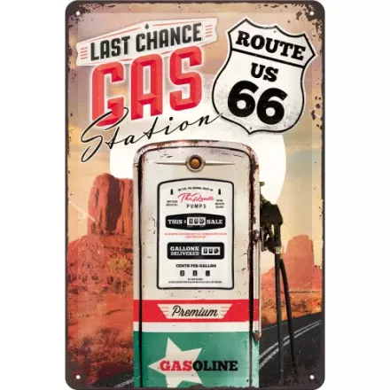Fémtábla Dekoráció, Route 66, 20x30cm