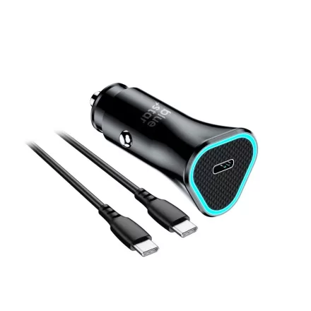 BLUE STAR autós töltő 3A 20W Type C + kábel Type C to Type C PD QC3.0 AFC fekete