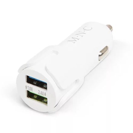 MNC Szivargyújtós USB töltő - 2xUSB - fehér - 2,4A