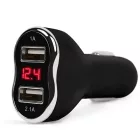 MNC USB TÖLTŐ+VOLTMÉRŐ FEKETE 12-24V 1A/2,1A