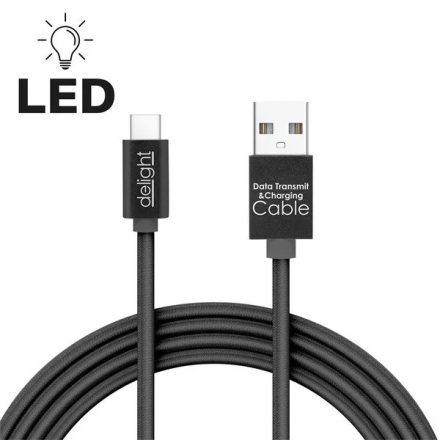 Delight Kábel - USB Type-C Töltőkábel, 1m, Fekete