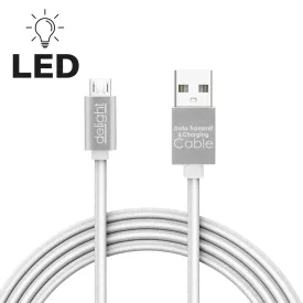   DELIGHT ADATKÁBEL USB-MICRO USB 1M MAX 2A LED FÉNNYEL FEHÉR