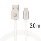 SWISTEN ADATKÁBEL USB-USB-C 3A 2M TEXTIL BEVONATTAL EZÜST