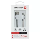 SWISTEN ADATKÁBEL USB-USB-C 3A 2M TEXTIL BEVONATTAL EZÜST