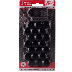 J-Tec, Kerékcsavar Kupak, 17mm 21db, Fekete Műanyag