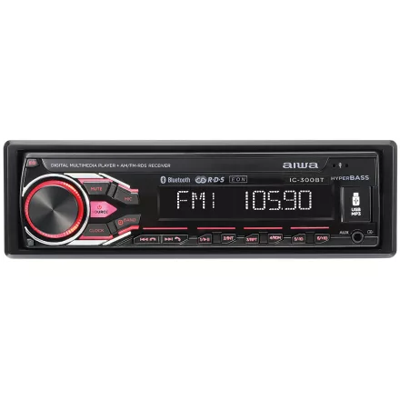 Aiwa IC-300BT MP3/USB autórádió, Bluetooth 5.1 kihangosítással és zeneátvitellel, levehető előlappal