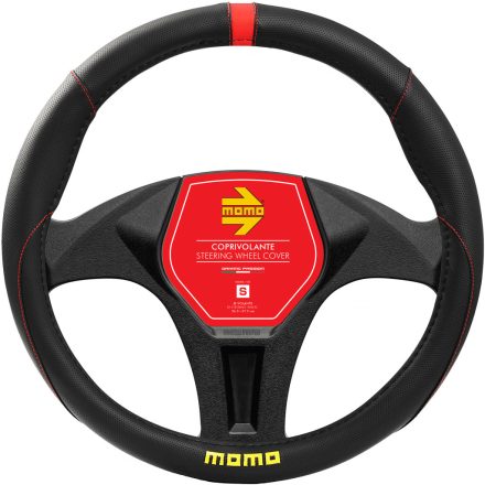 Momo Kormányvédő Elegant 'M' Fekete-Piros/Sárga Logó