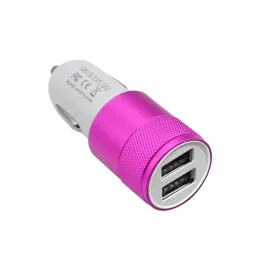 Szivargyújtó Usb Elosztó 2-es, Rózsaszín, 12/24V 2,1A