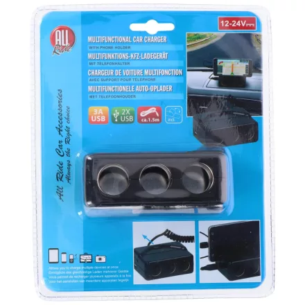 All Ride, Szivargyújtó elosztó, 3-as, USB, 3A, 12/24V
